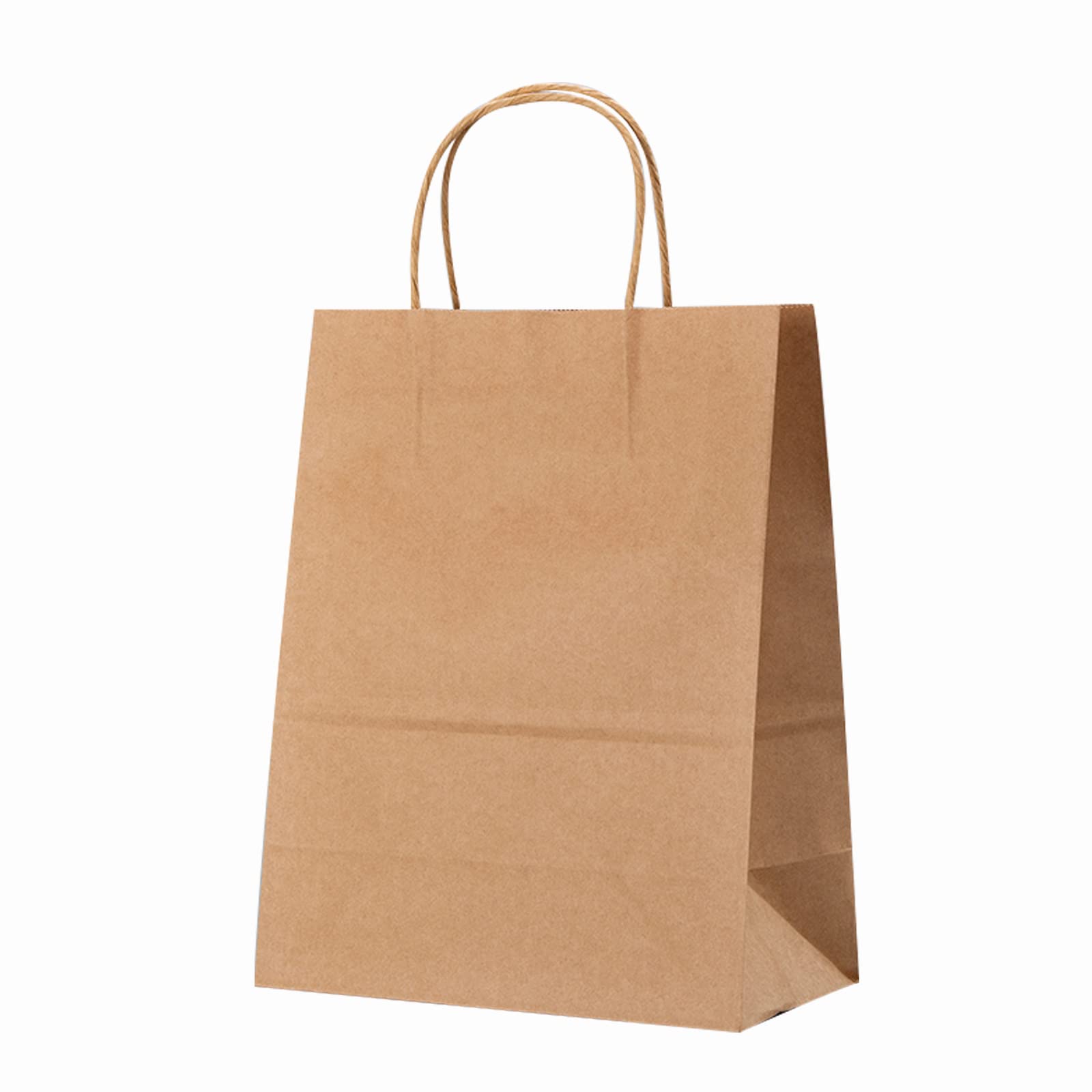 100 Pcs Kraft Paper Gift Bags with Handles - 6x3x8 Inch Eco-Friendly Brown Paper Bags for Retail, Grocery, Lunch, Fruit Packaging, Kids Parties, Holiday Gifts & Arts Crafts - Perfect for Birthday Favors, Christmas Presents & Farmers Market Use