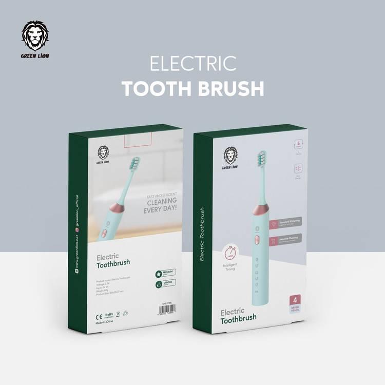Green Lion Electric Toothbrush - Rechargeable Sonic Toothbrush with 5 Brush Heads for Adults & Kids - Perfect for Travel, Home & Daily Oral Care
