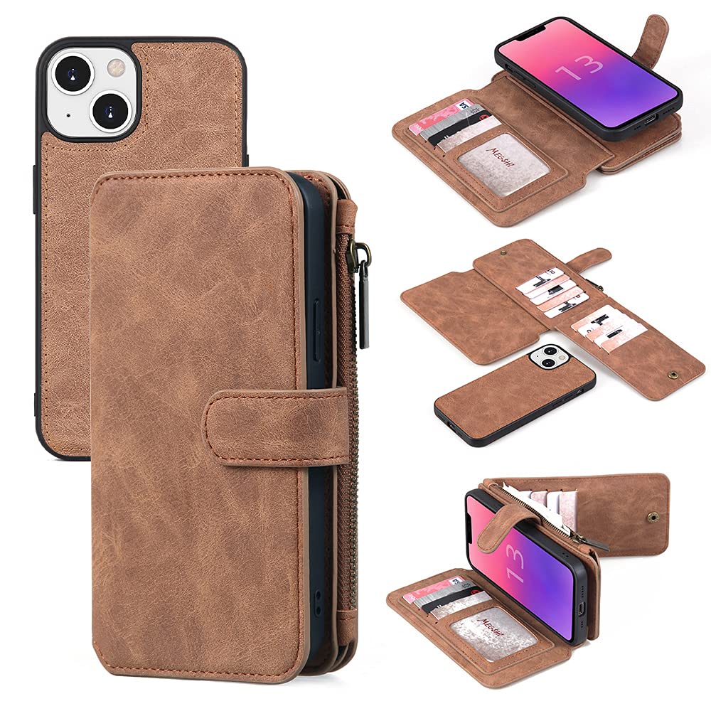 Premium Magnetic Leather Wallet Case for iPhone 13 (6.1