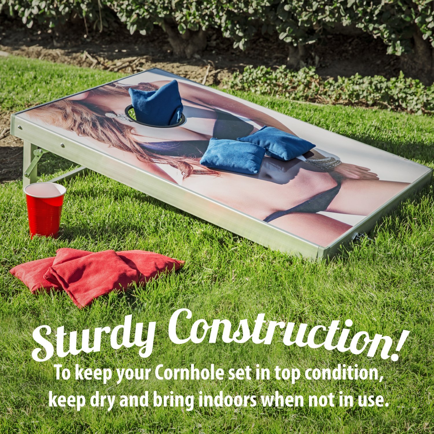 Premium Cornhole Board Game Set - Regulation Size, Portable & Durable for Outdoor Parties, Tailgating, Backyard BBQs, and Family Fun
