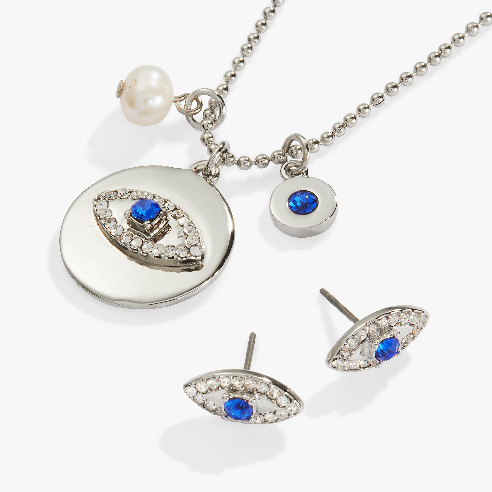 Evil Eye Protection Jewelry Set - Necklace & Stud Earrings for Women, Gift for Her | Spiritual Wardrobe Accessory for Everyday Wear & Special Occasions