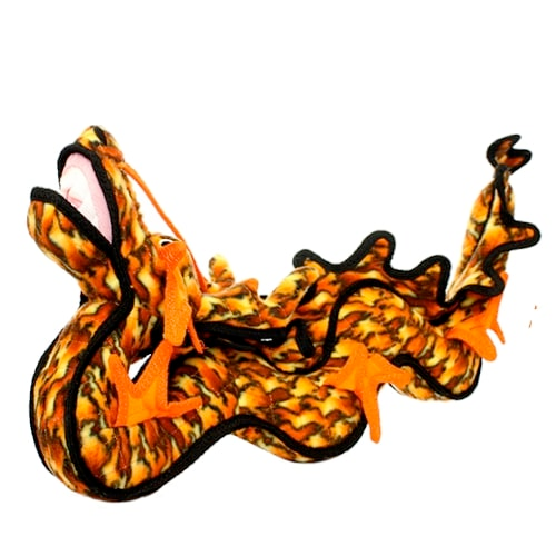 Tuffy Dragon Dog Squeaky Chew Toys for Aggressive Chewers - Durable Orange Pet Toy for Large & Small Dogs - Perfect for Playtime, Training & Outdoor Adventures