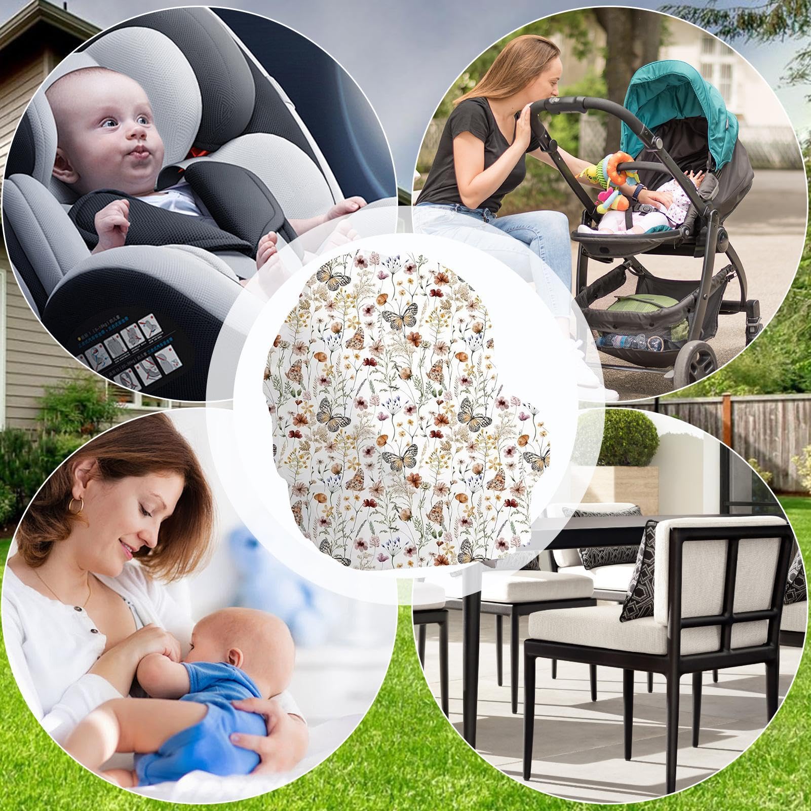 Breathable Baby Car Seat Cover - Portable & Lightweight Nursing Cover for Breastfeeding | Perfect for Travel, Strollers & Car Seats