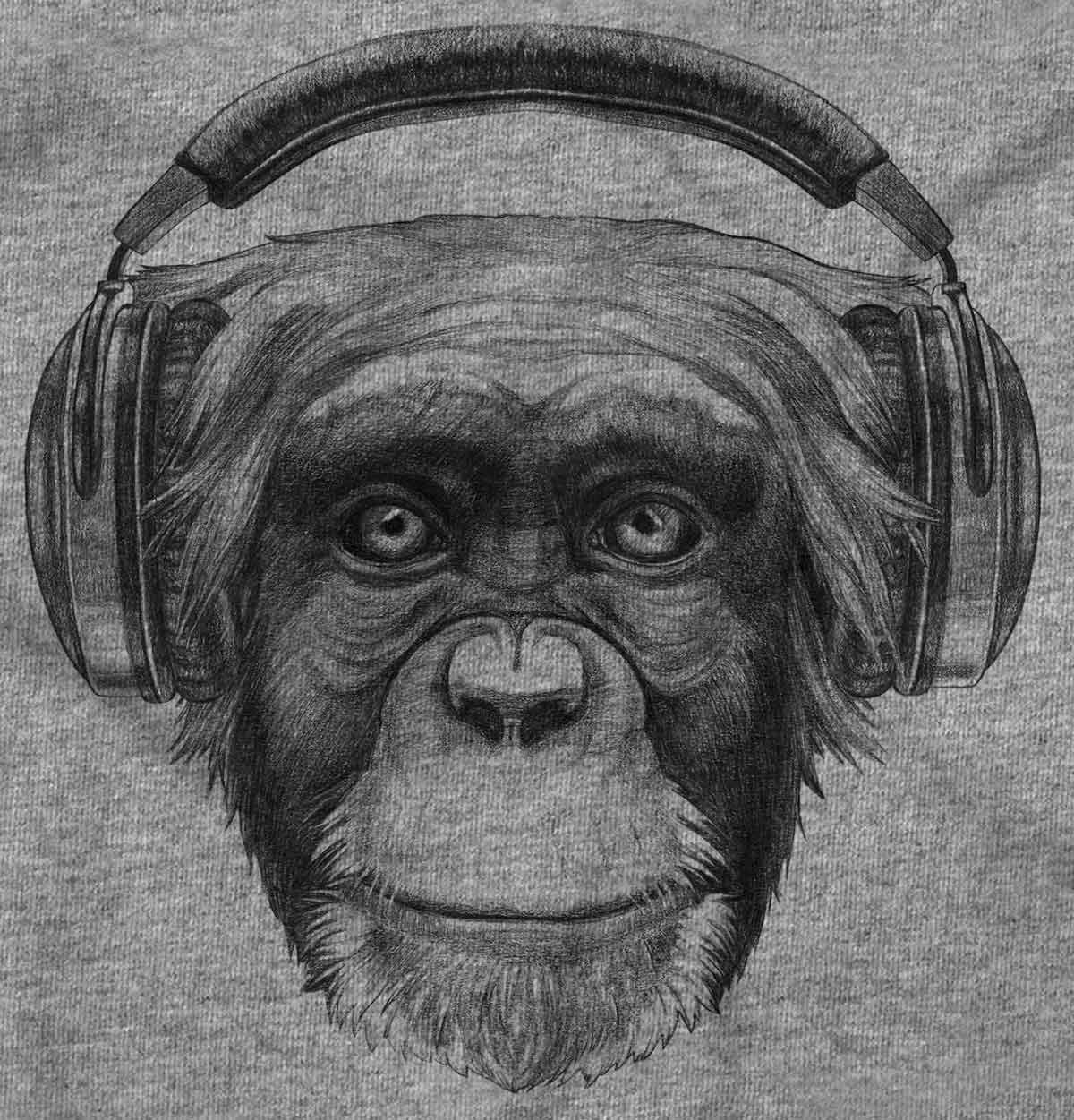 Smile Monkey Headphones Hipster Graphic T-Shirt for Men & Women - Cool Funny Casual Tee for Music Lovers & Streetwear Fashion