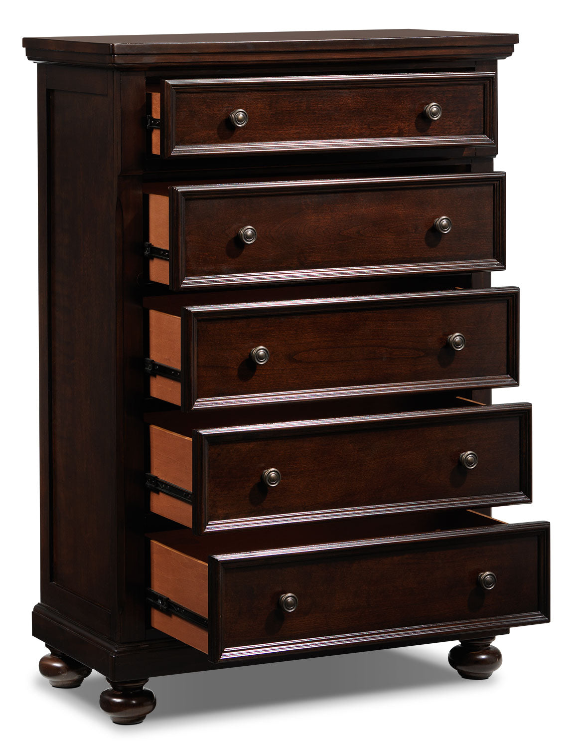 5-Drawer Chester Chest in Cherry Finish - Stylish Storage Solution for Bedroom, Living Room, or Office Organization
