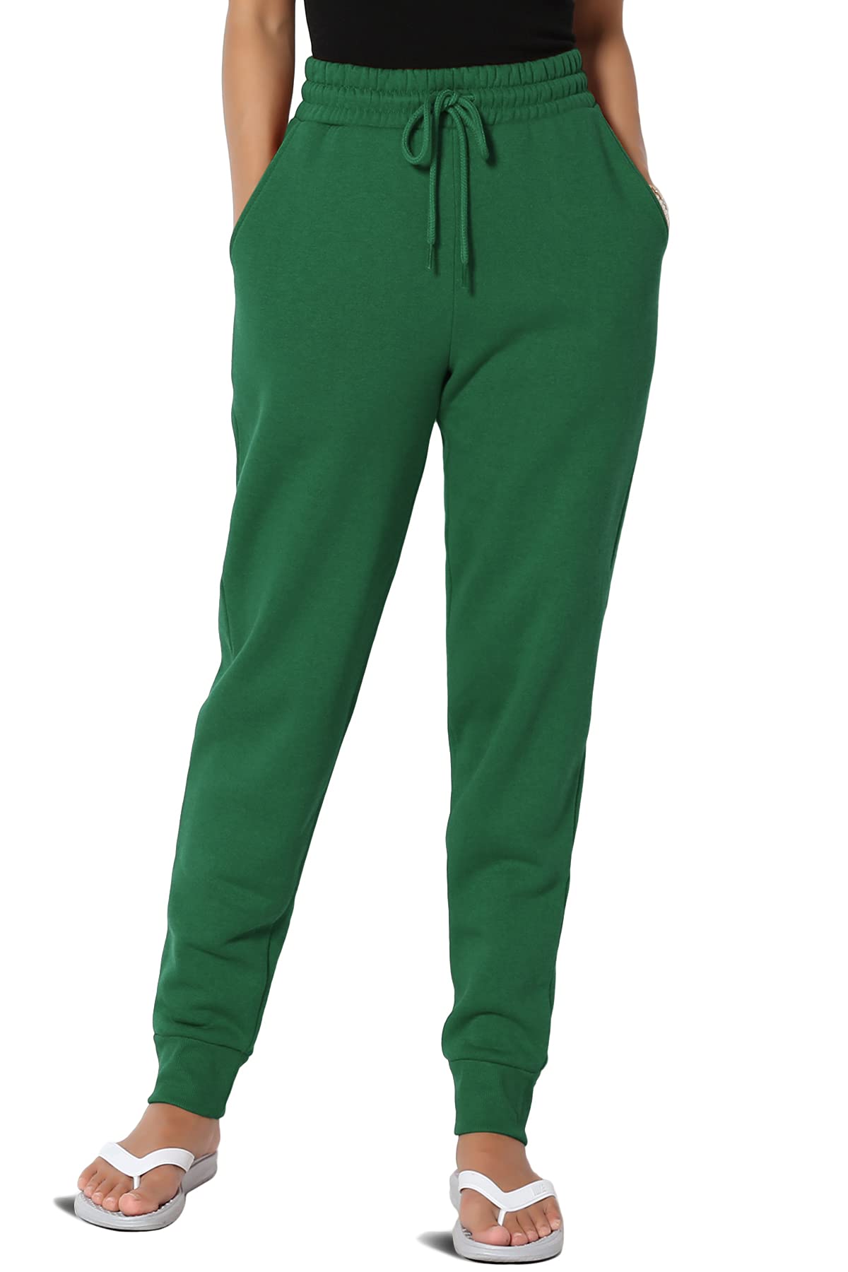 TheMogan Active Lounge Comfy Cotton Blend Drawstring Waist Jogger Sweat Pants for Women - Soft Casual Workout Yoga Pants with Pockets - Perfect for Running, Travel & Relaxing at Home