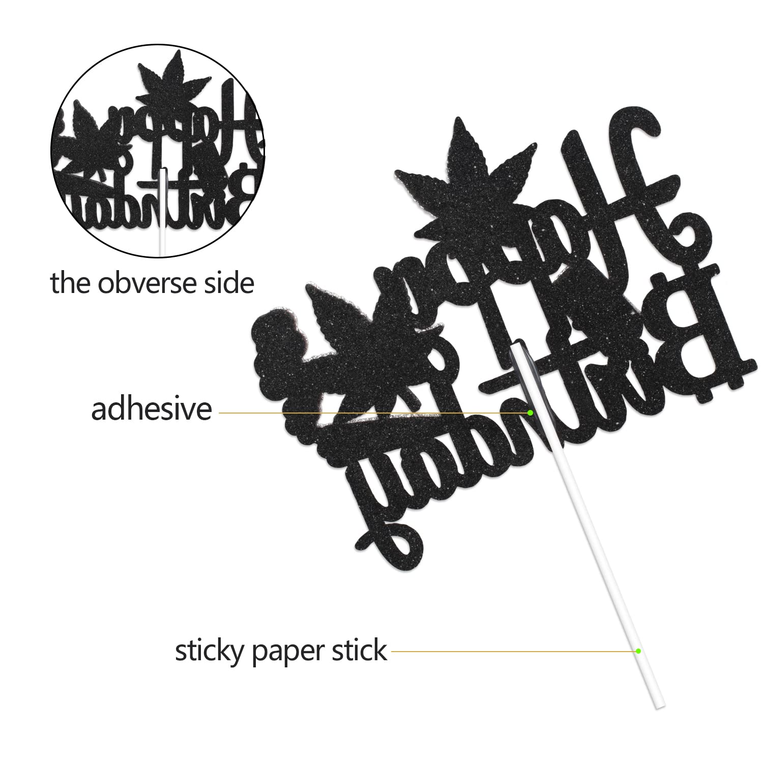 Money & Leaves Happy Birthday Cake Topper - Dollar Sign & Cannabis Leaf Party Decorations for Men - Birthday Cake Decor for Money-Themed Celebrations - Perfect for Stoner Parties & Financial Milestone Events