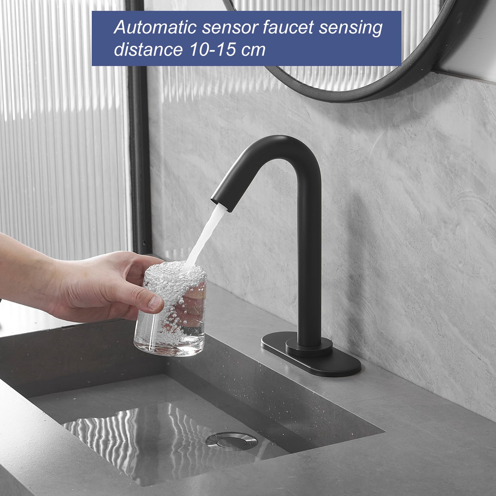 Automatic Touchless Bathroom Faucet with Deck Plate - 10