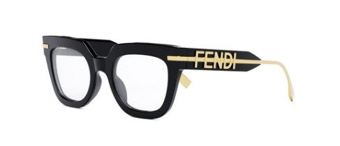 Fendi Fendigraphy FE50065I 001 Shiny Black Square Women's Eyeglasses - Stylish Designer Glasses for Women, Fashionable Square Frame for Everyday Wear & Office Use