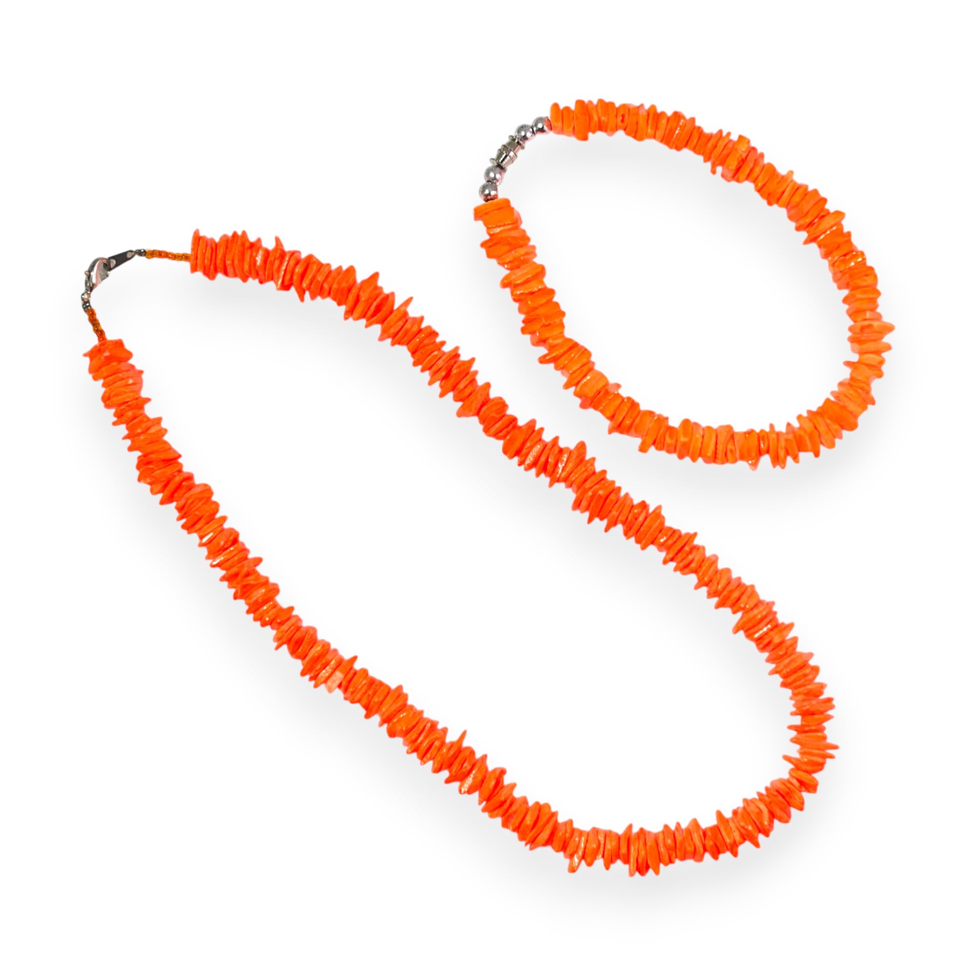BlueRica Puka Shell Chips Necklace & Anklet Set - Solid Hawaiian Style Beach Jewelry for Women | Perfect for Summer Vacations, Beach Parties & Boho Fashion