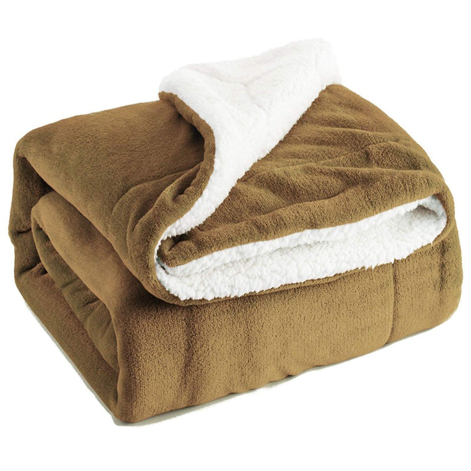 Premium Fluffy Fleece Sherpa Blanket Queen Size - Ultra Soft & Warm All-Season Blanket for Bed, Sofa, Living Room - Double Thick Winter Blanket for Home, Office, Nap & Gift (Brown, 200x230cm) - Perfect for Cozy Evenings, Movie Nights & Cold Weather Comfort