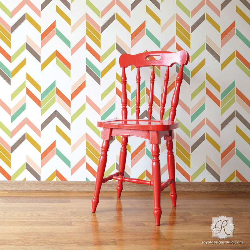 Herringbone Pattern Wall Stencil - DIY Home Decor for Creative Wall Painting & Accent Walls - Perfect for Living Rooms, Bedrooms & Nursery