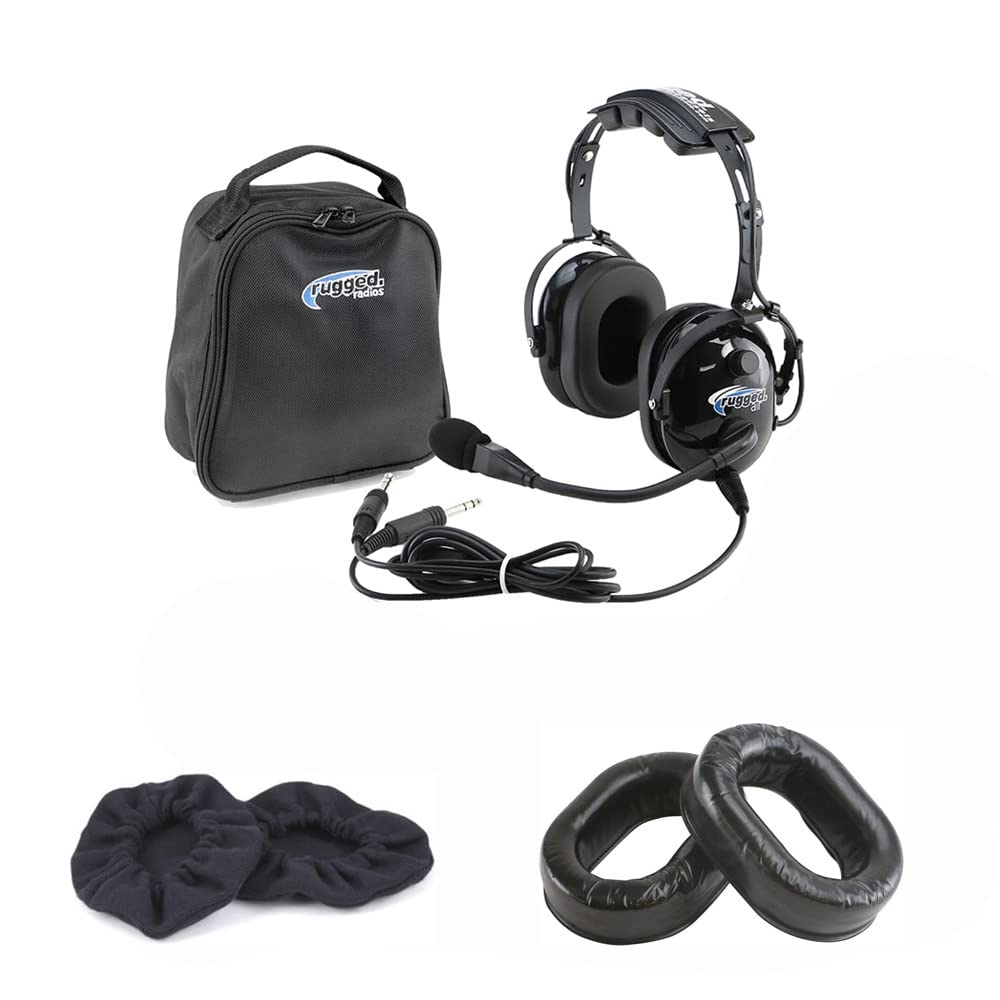 Professional Aviation Headset for Student Pilots - Noise Cancelling, Adjustable Headband, Dual GA Plugs, Includes Free Bag & Gel Ear Seals with Cloth Covers - Perfect for Flight Training & General Aviation