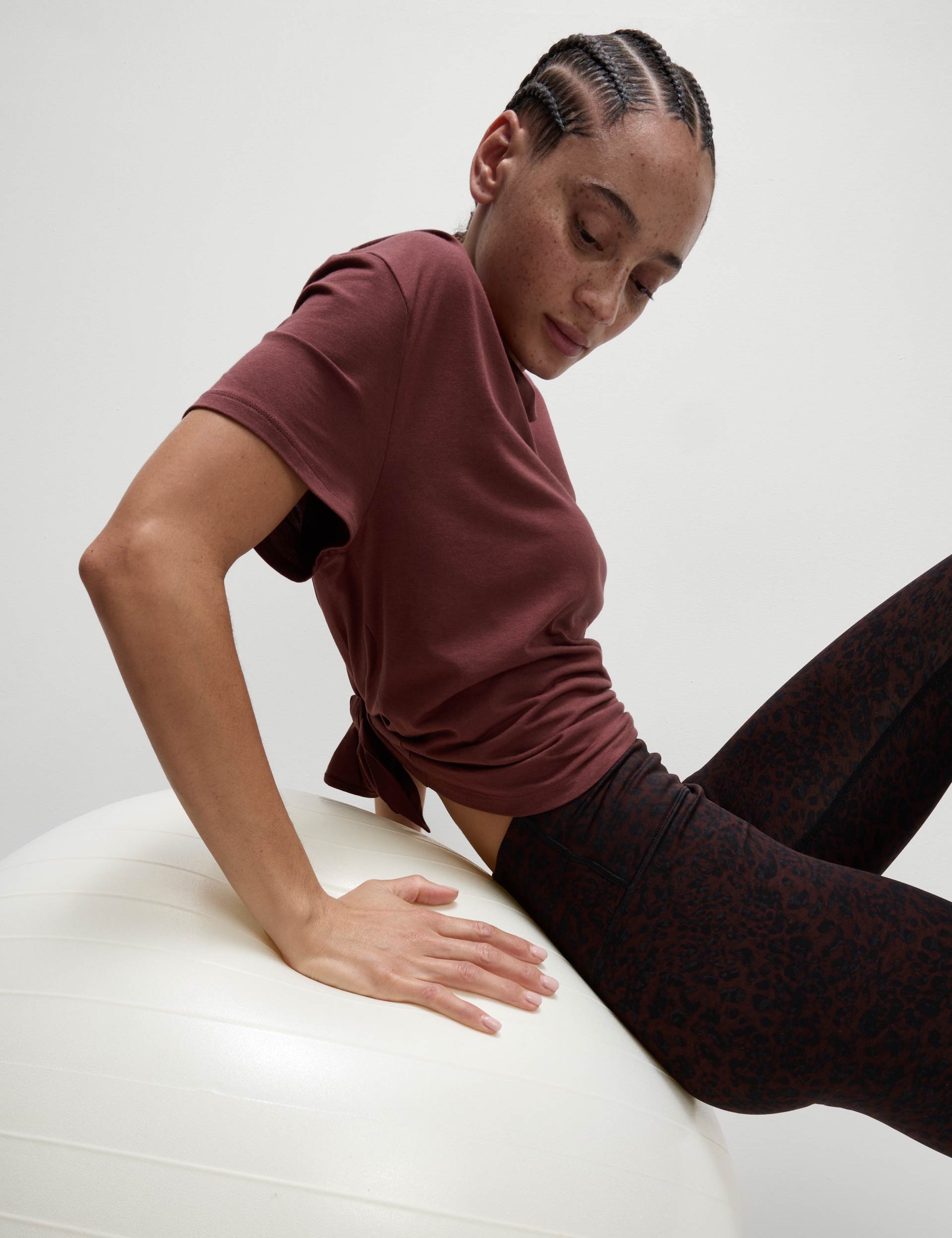 Breathable Modal Blend Lightweight Tie Back T-Shirt for Women - Dark Taupe | Casual Summer Top for Outfits & Layering