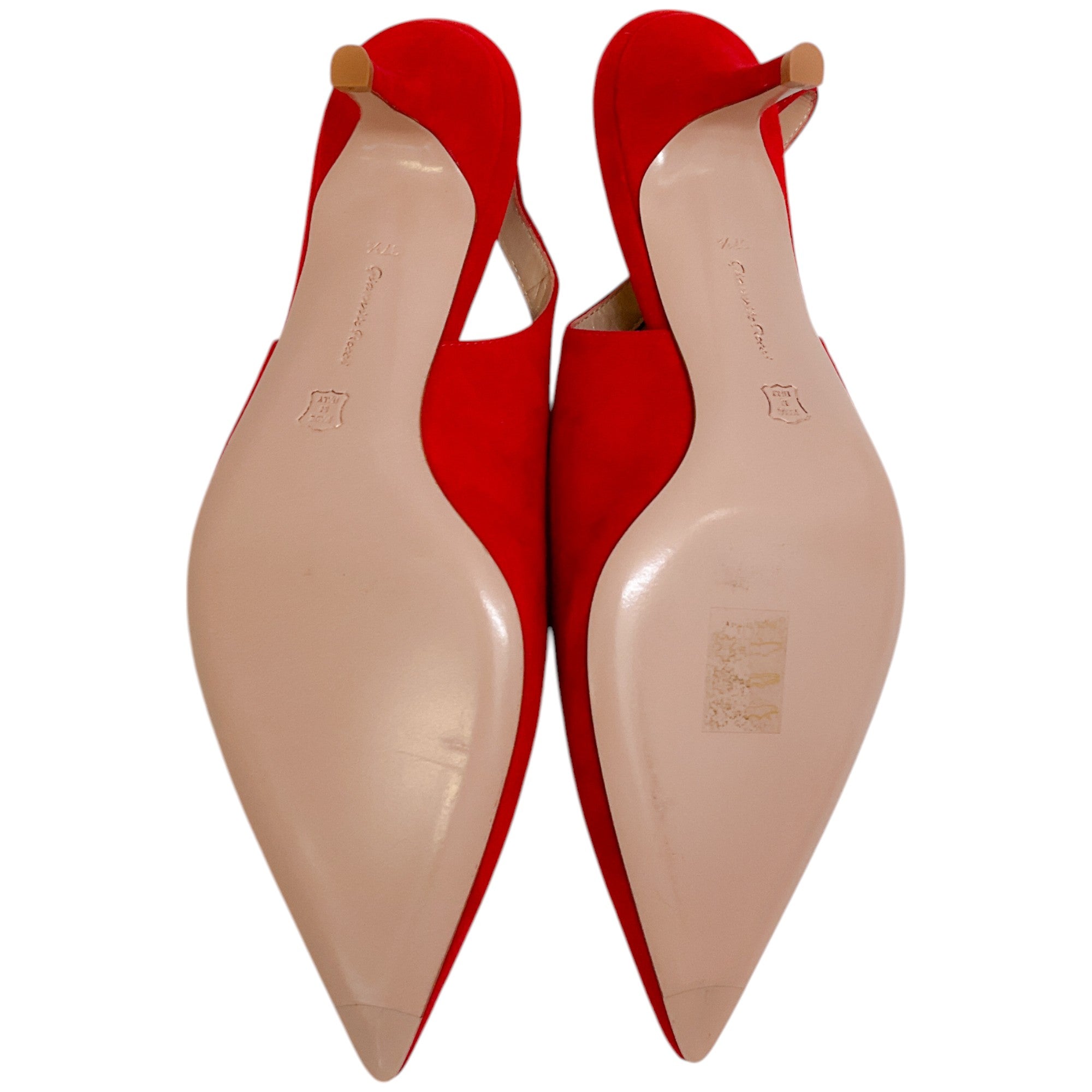 Gianvito Rossi Tabasco Red Suede Anna Slingback Pumps - Women's Luxury High Heels for Party, Wedding & Evening Events | Elegant Dress Shoes for Special Occasions