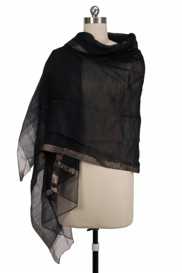 Elegant Shimmer Border Scarf - Soft Glitter Trim Shawl for Women, Perfect for Parties, Weddings & Evening Events