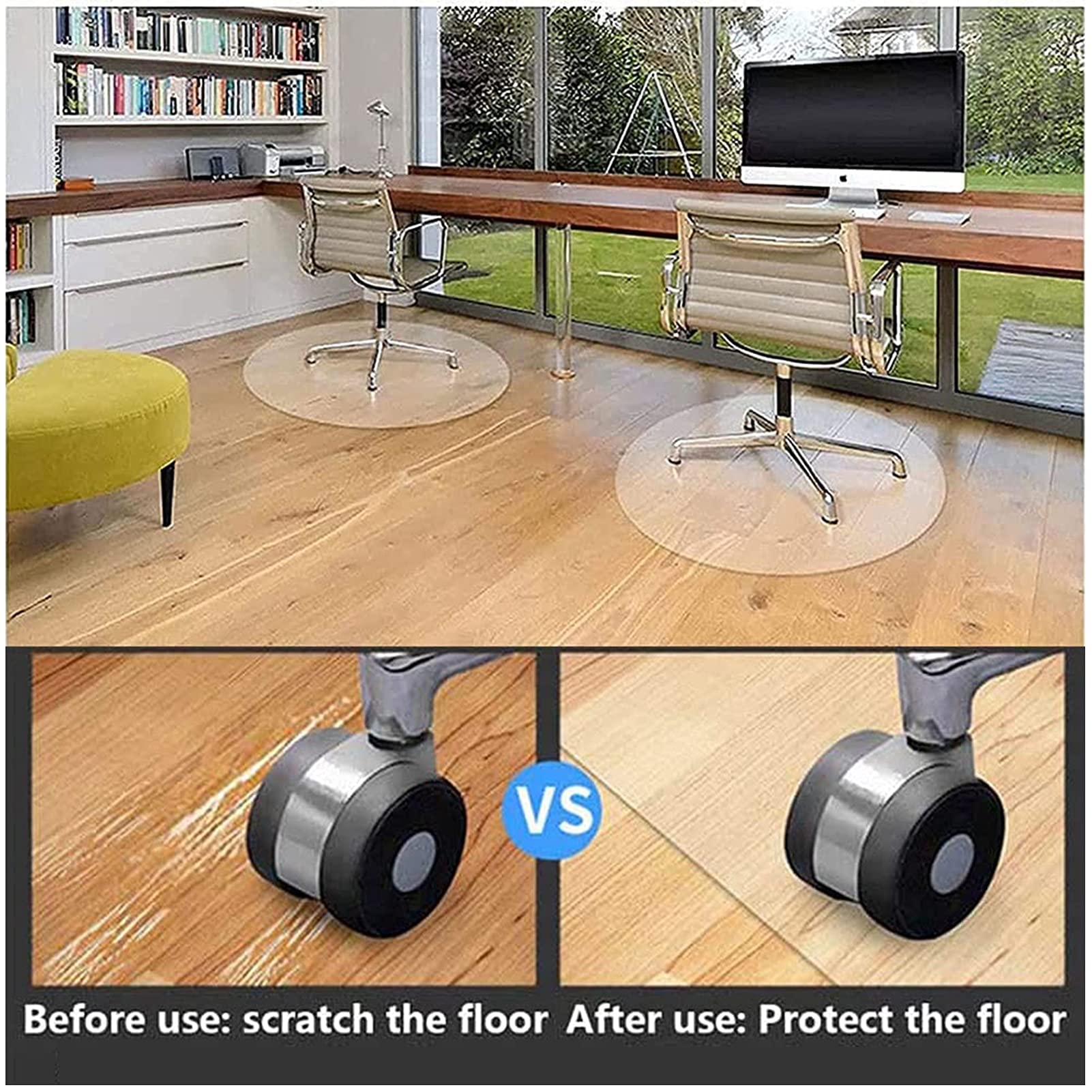 Premium PVC Round Table Top Protector - 2mm Thick Transparent Waterproof Office Chair Mat, Soft Glass Table Mat for Coffee & Dining Tables (Matte Finish, 60cm) - Ideal for Home, Office & Restaurant Use