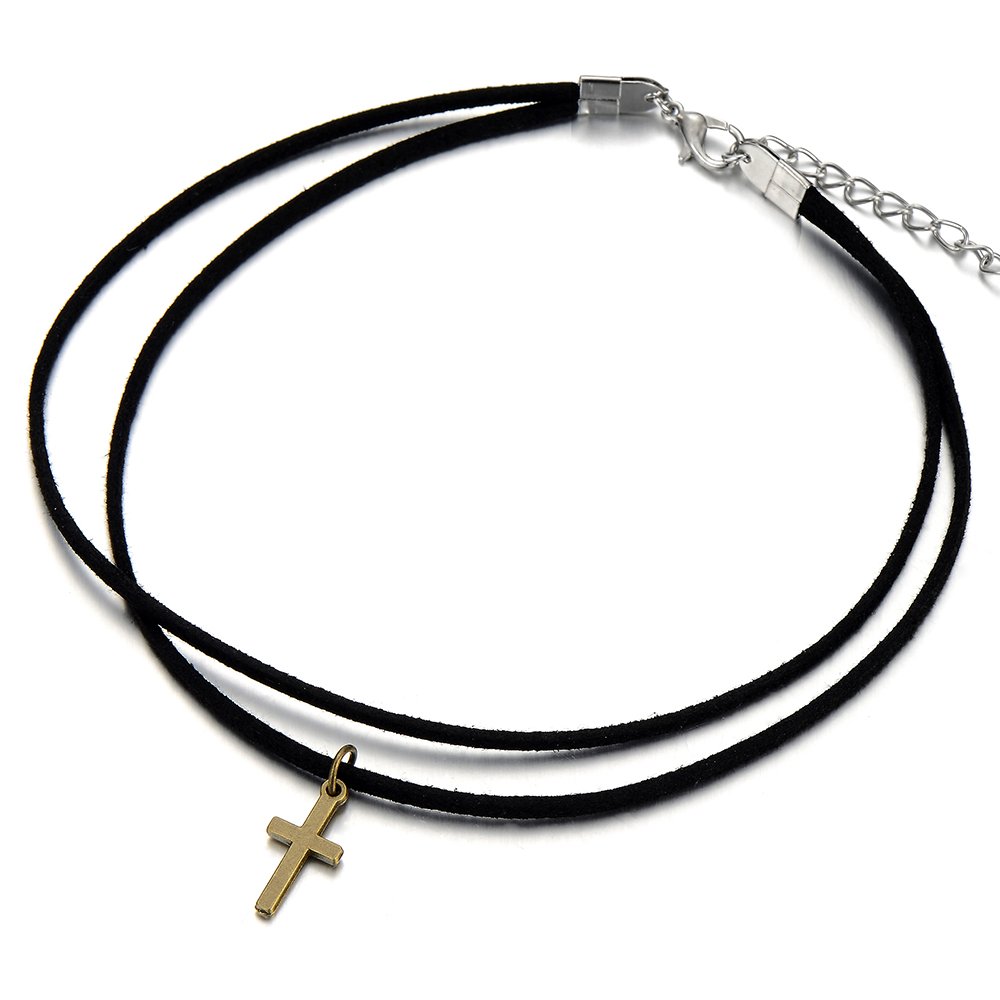 Vintage Cross Choker Necklace for Women - Elegant Black Gothic Jewelry for Parties & Gifts