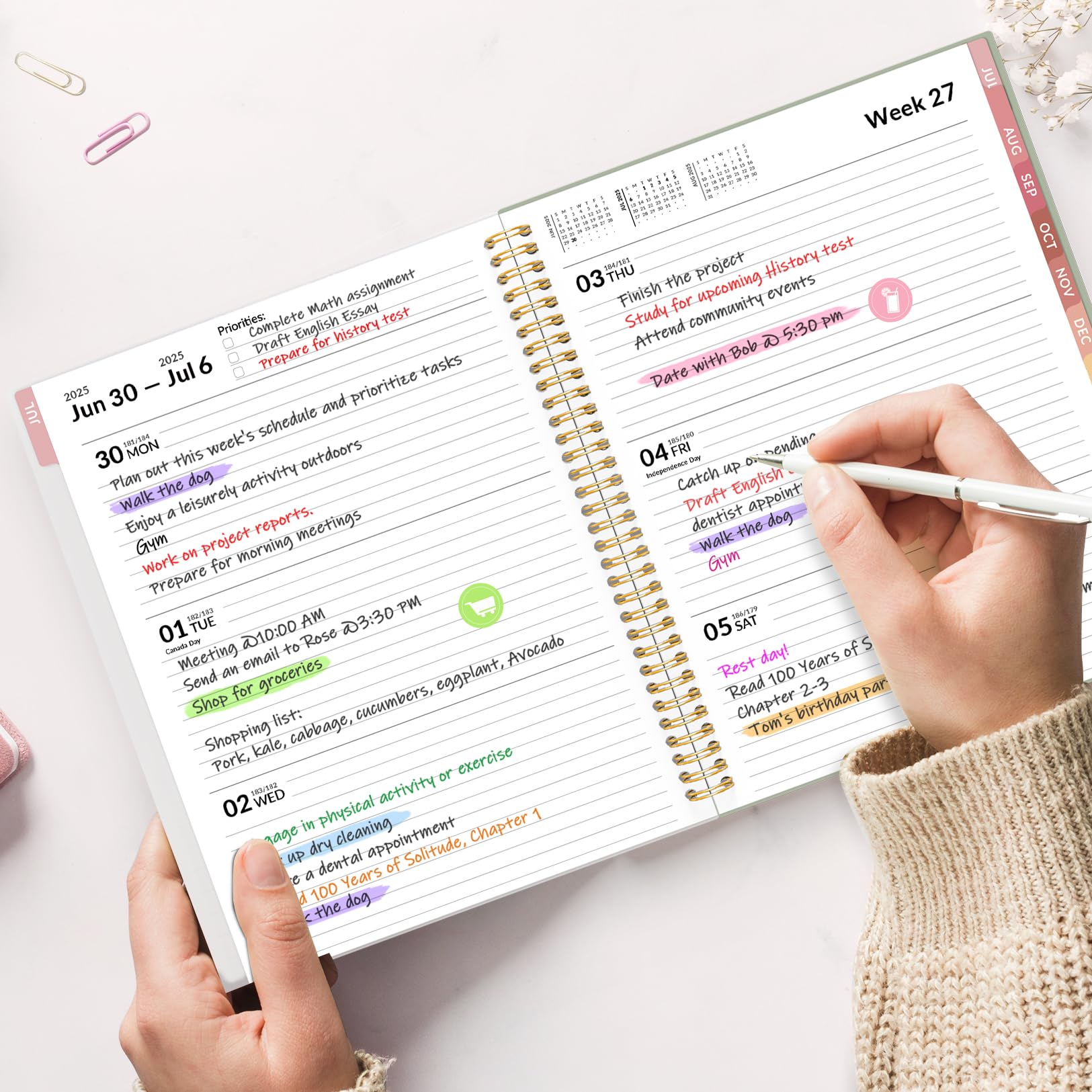 18 Month Academic Planner 2025-2026 | Weekly & Monthly Agenda Book | July 2025 - December 2026 | 5
