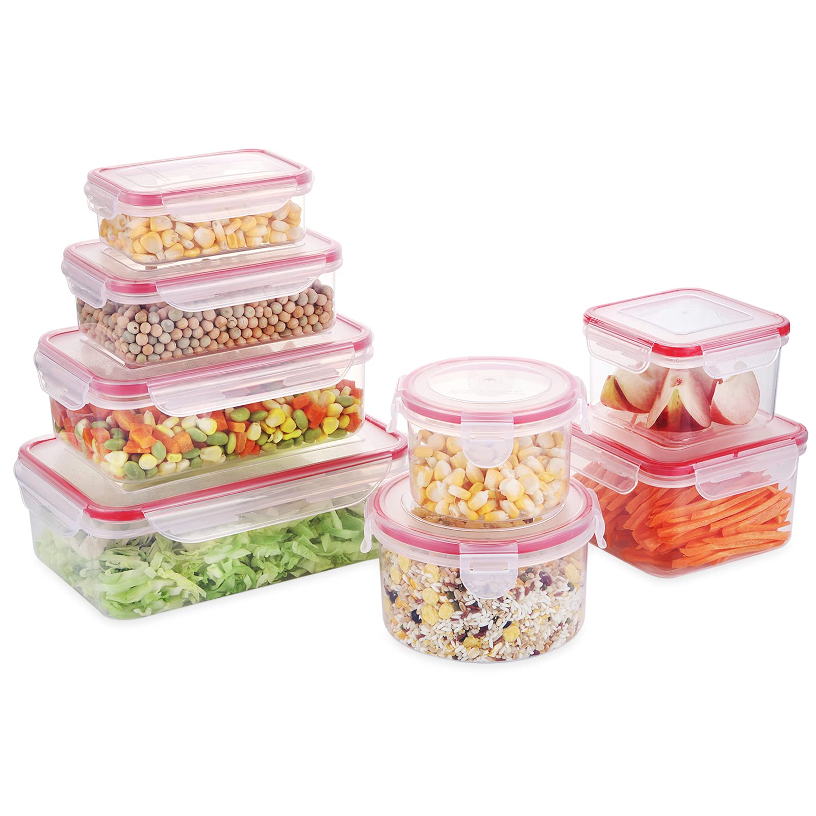 SHOMOTE 8-Piece Airtight Food Storage Containers Set - BPA-Free Plastic Kitchen Bowls with Lids, Stackable for Pantry & Fridge, Microwave & Dishwasher Safe - Perfect for Meal Prep, Leftovers & Lunch Box Organization