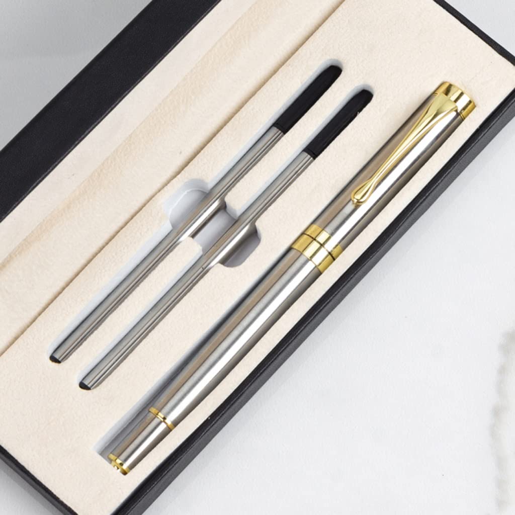 YLHXYPP Premium Metal Ballpoint Pens - Elegant Gift Box Packaging for School, Office & Business Use - Smooth Writing Signature Roller Pen - Student & Professional Stationery Supplies (Silver) - Perfect for Gifting, Note-Taking & Document Signing