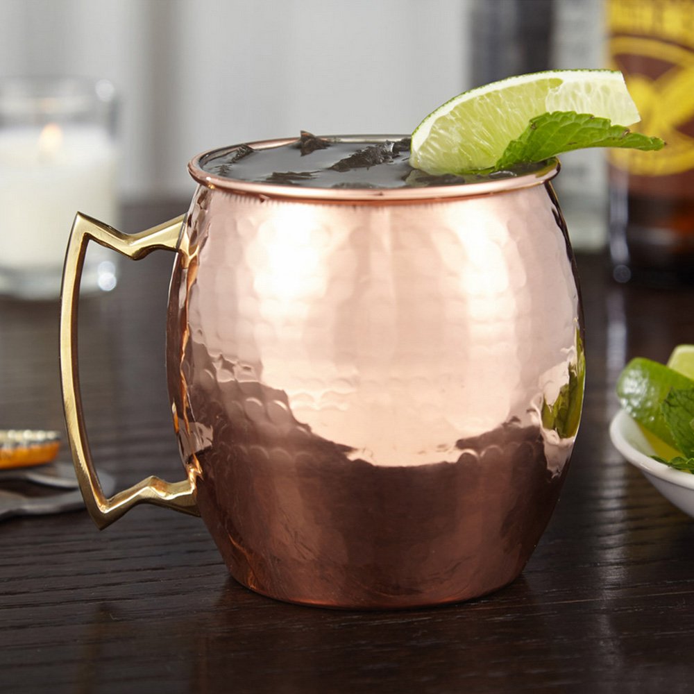 Premium 100% Pure Copper Hammered Moscow Mule Mugs Set of 4 - Handcrafted Cocktail Cups for Gin, Vodka, Whiskey & Iced Drinks - Perfect for Parties, Gifts & Home Bar Decor