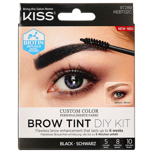 Kiss Eyebrow Tint DIY Kit - Black (KEBT02C) | Long-Lasting Eyebrow Dye for Natural-Looking Brows | Perfect for Home Beauty Routine & Special Occasions