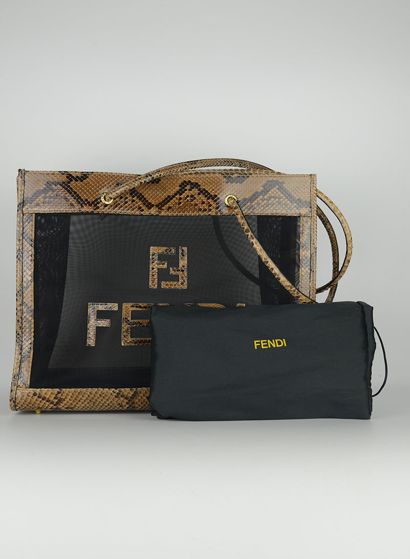 Fendi Python & Mesh Shopper Bag - Luxury Designer Handbag for Women, Perfect for Work, Travel & Everyday Use