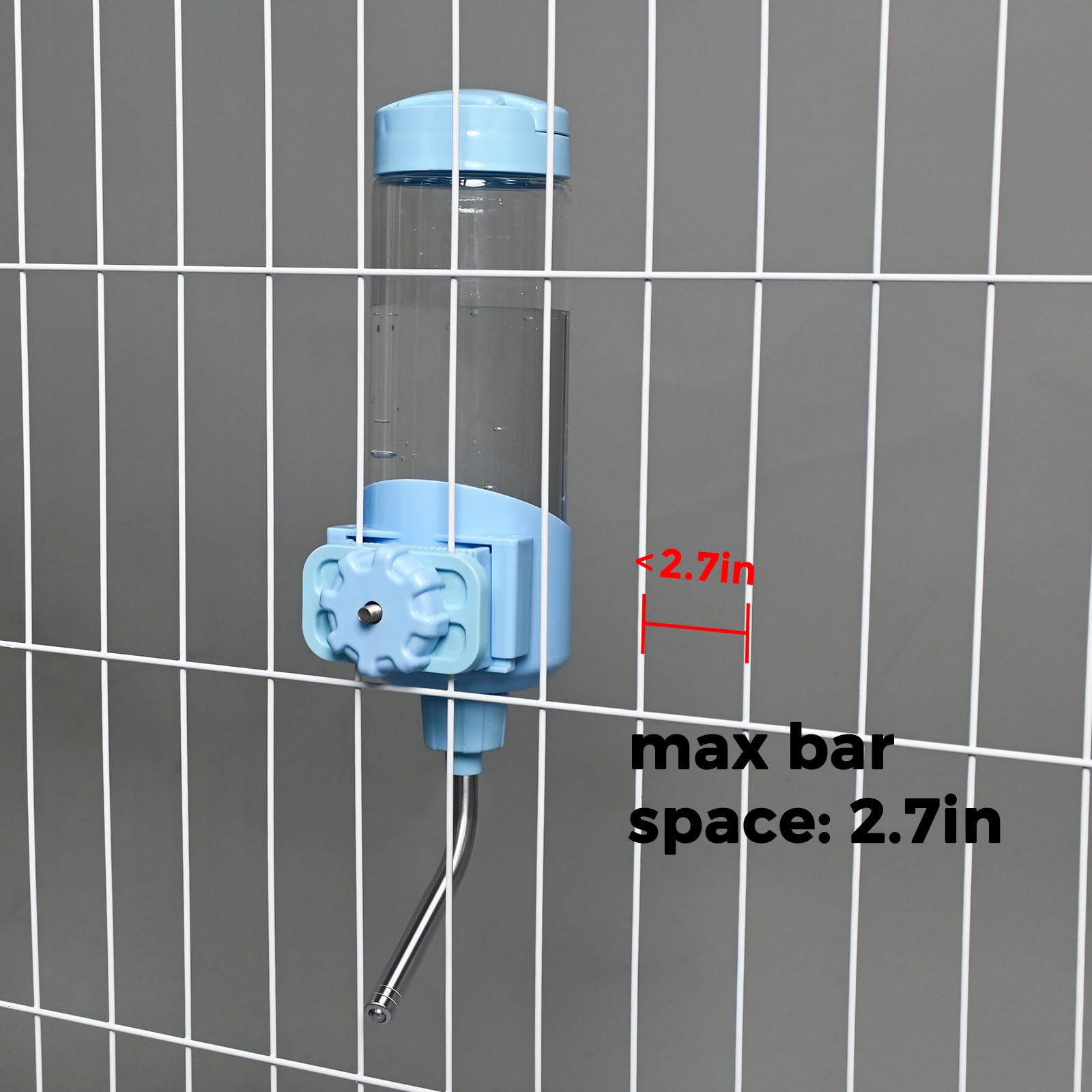 Vannon 23oz Top Fill Small Animal Water Dispenser for Cage - Auto Feeding Water Bottle for Rabbit, Chinchilla, Ferret, Guinea Pig, Squirrel, Hedgehog - BPA Free, 10mm Nozzle, Blue - Perfect for Travel & Home Pet Cages