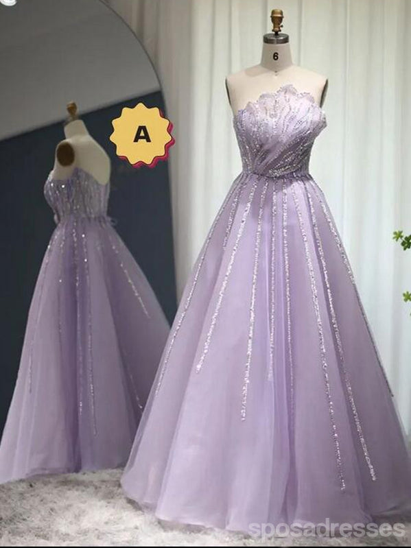 Elegant Purple A-Line Strapless Maxi Long Prom Dress & Evening Gown - Perfect for Homecoming, Formal Events, and Special Occasions