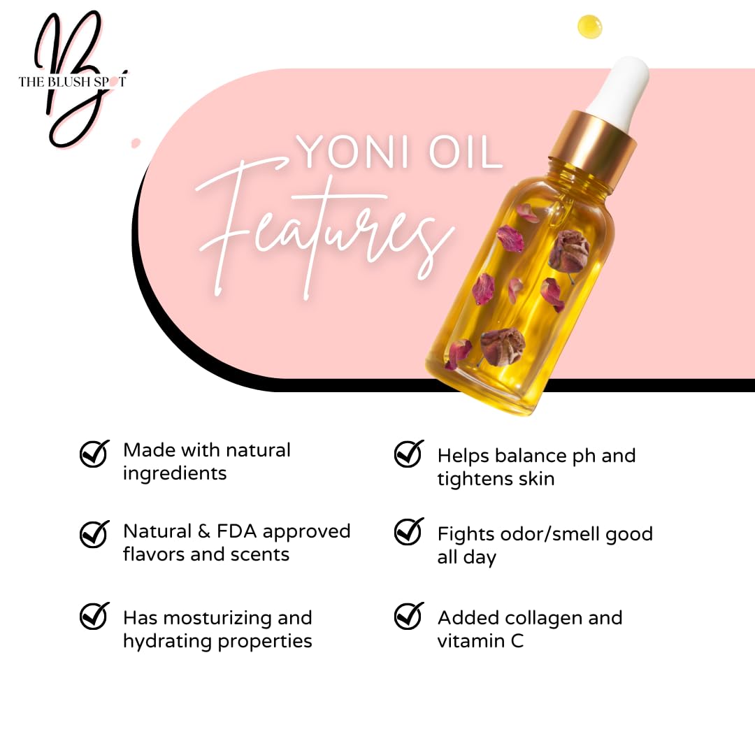 Organic Japanese Cherry Blossom Yoni Oil - Edible & Scented Intimate Oil for Women - 2oz Natural Lubricant for Sensual Massage & Aromatherapy - Promotes Odor Control & Feminine Wellness