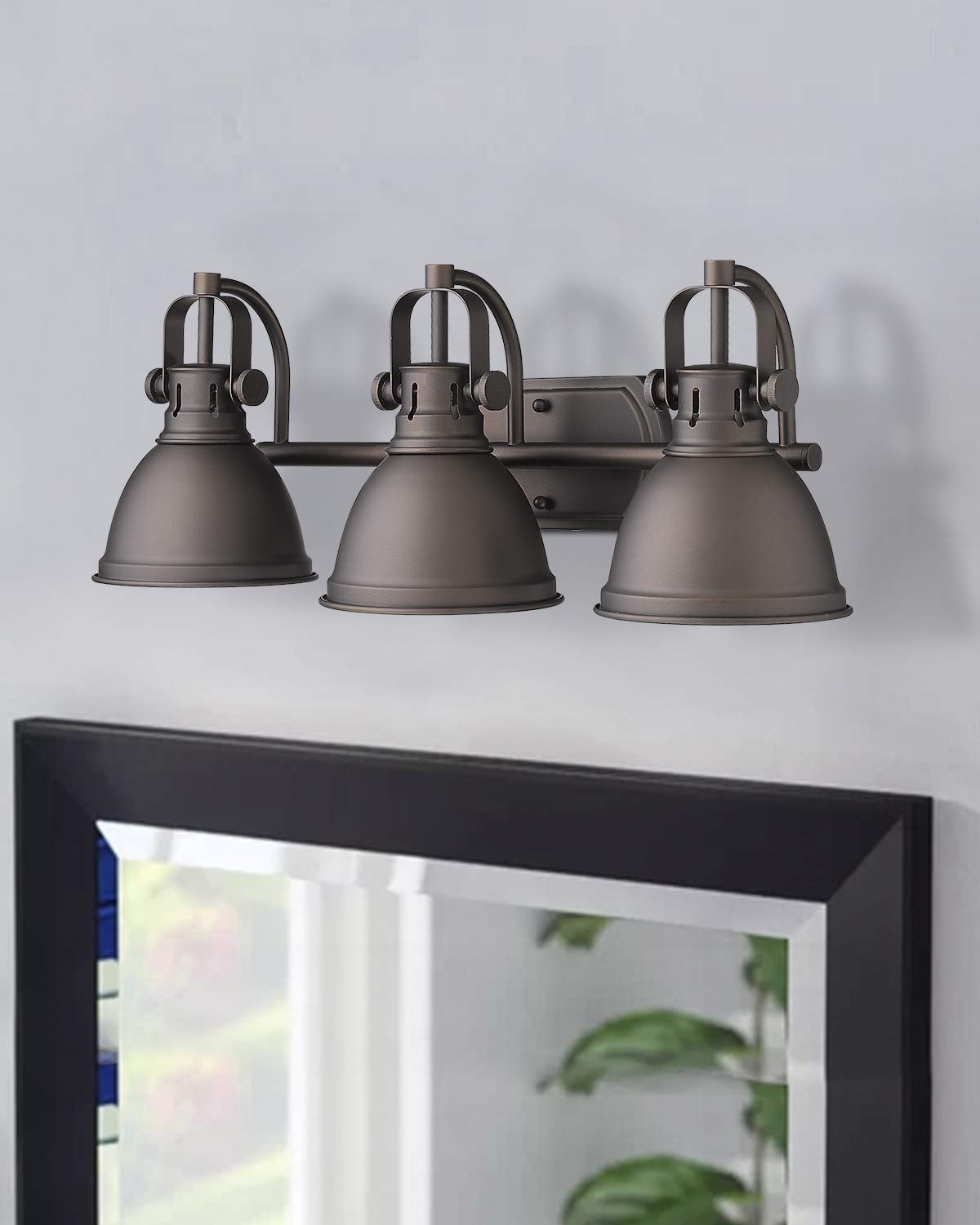 Emliviar 3-Light Vanity Light Fixture - Oil Rubbed Bronze Finish with Metal Shade for Bathroom Mirror Lighting, 4054 ORB - Perfect for Modern Vanity, Dressing Room & Makeup Area
