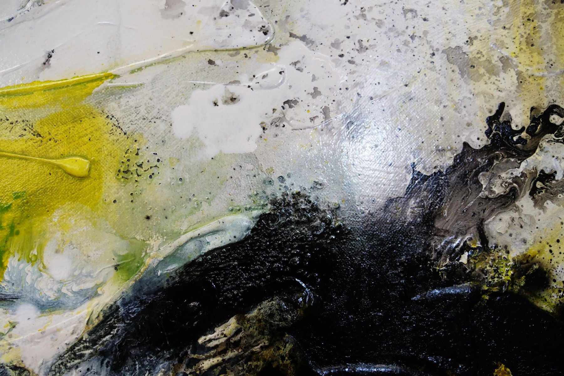Green and White Textured Abstract Painting - 190cm x 100cm Lime Tonic Wall Art for Living Room, Bedroom & Office Decor | Modern Canvas Artwork