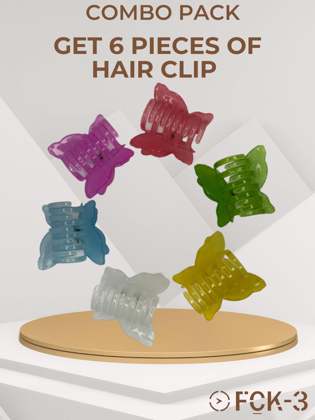 FCK 3-Pack of 6 Pcs Butterfly Hair Clips | Non-Slip Grip Hair Accessories | Durable Pastel Plastic Hairpins for Women & Girls | Matte Finish Hair Clips for School, Work & Everyday Styling