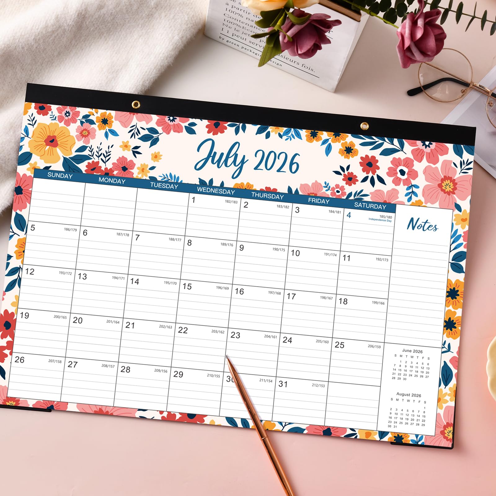 2025-2026 18-Month Desk Calendar (July 2025 - December 2026) | Large 17