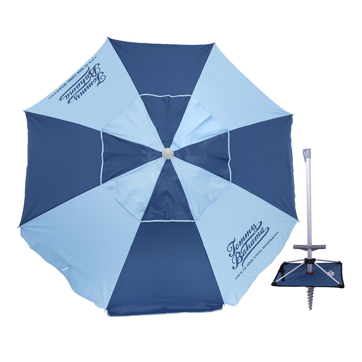 Tommy Bahama 7 ft Fiberglass Beach Umbrella with Sand Anchor - UV Protection, Wind Resistant for Outdoor Use at Beach, Pool, and Backyard