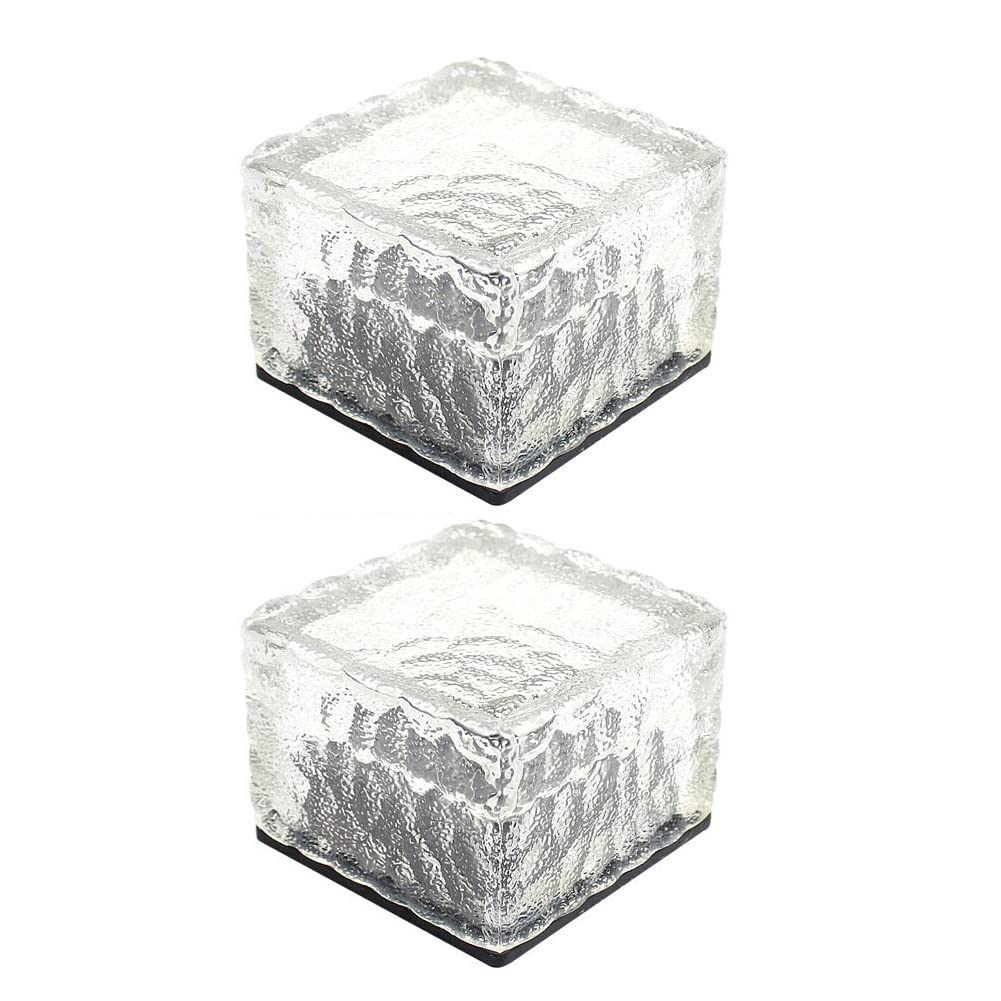 2 Pack Solar Brick Lights - Multicolor LED Ice Cube Garden Lights for Outdoor Decoration, Patio, Yard & Pathway Lighting | Weatherproof Solar Powered Landscape Lighting for Garden, Lawn & Walkway