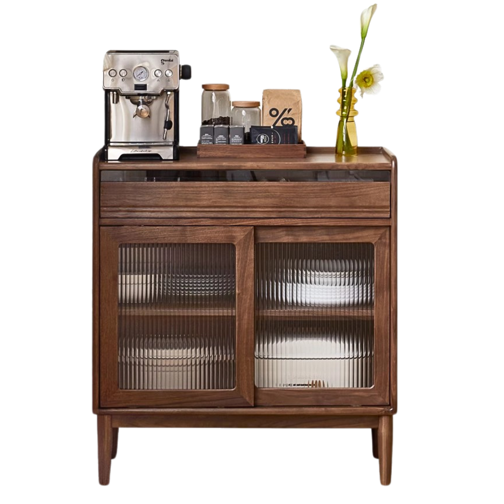 33.5x15.7x38.2 inch / 85x40x97 cm / Rich dark walnut color/ sideboard