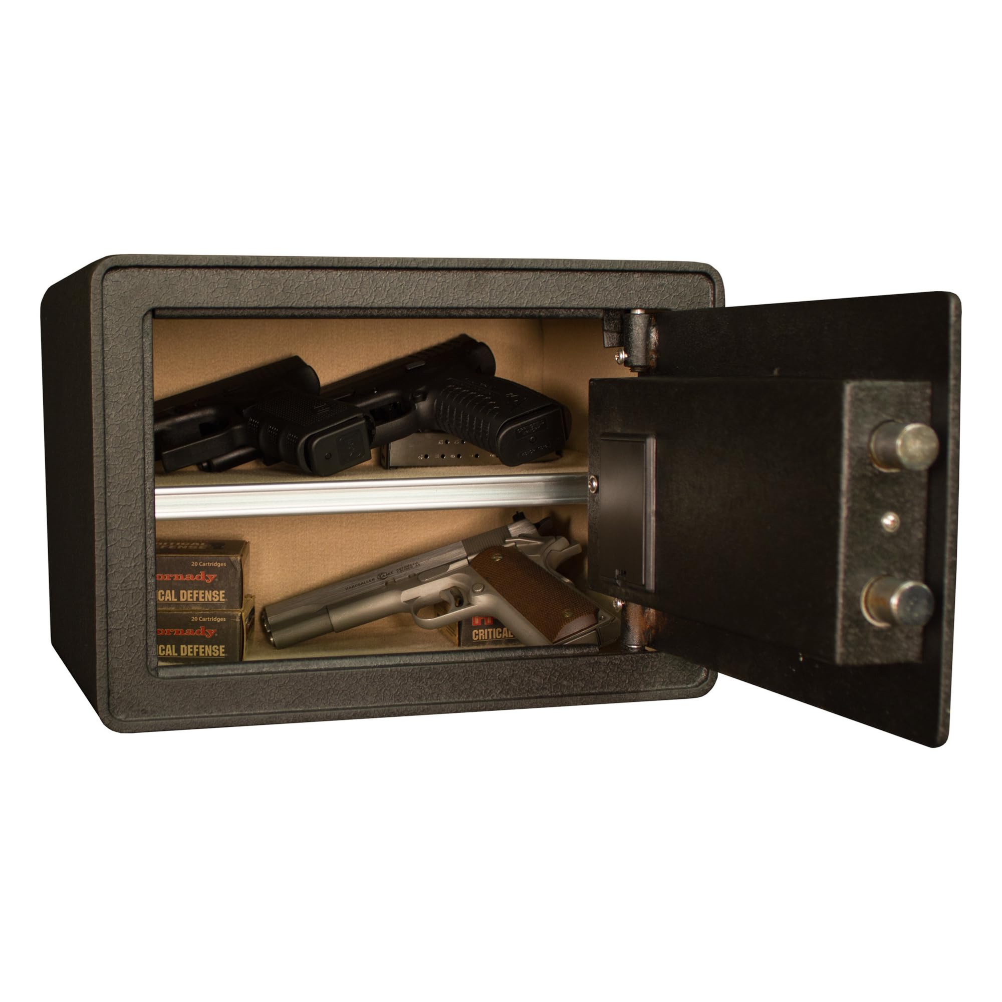 Biometric & Keyed Security Safe - 10x10x14.1 Inches Fireproof Home Safe for Cash, Jewelry, Documents - Black Digital Lock Box for Bedroom, Office & Travel Use
