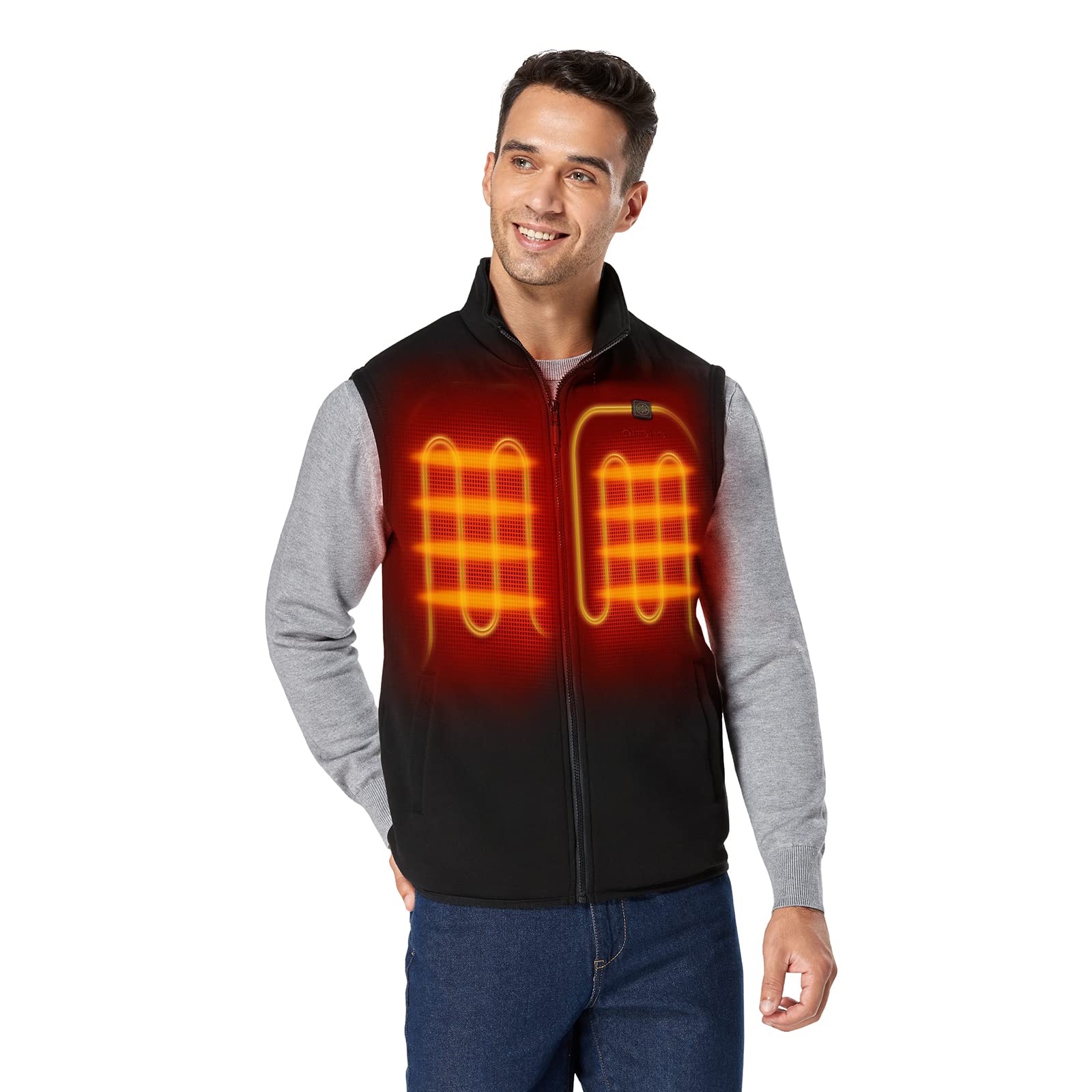 ORORO Men's Heated Vest with Battery Pack - Lightweight Electric Fleece Jacket for Winter Outdoor Activities (Hiking, Camping, Fishing) - USB Rechargeable Heating Vest (Charger Sold Separately)