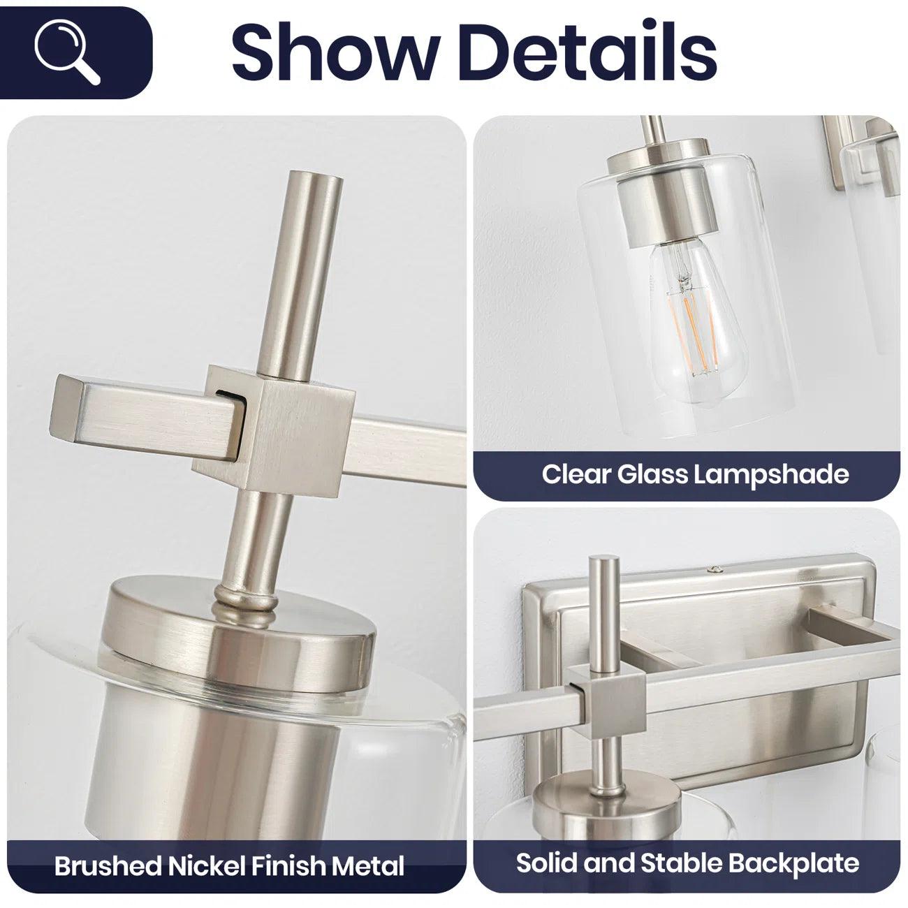 Jasper Modern 4-Light Clear Glass Bathroom Vanity Light Fixture - Perfect for Bathroom, Powder Room, and Dressing Area Lighting