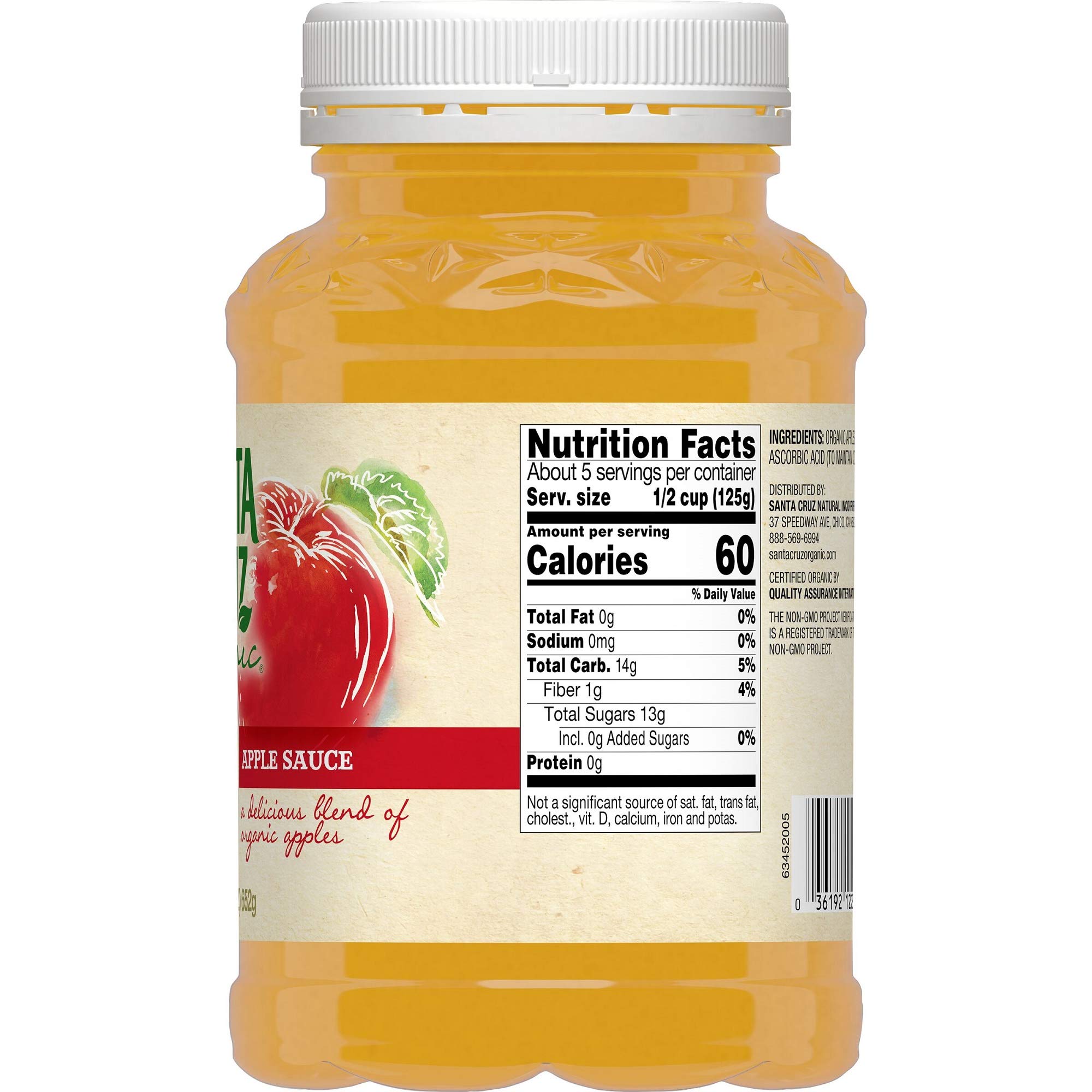 Organic Apple Sauce by Santa Cruz - 23oz (Pack of 6) | Unsweetened, No Sugar Added | Healthy Snack for Kids, Lunch Boxes & Baking Ingredient