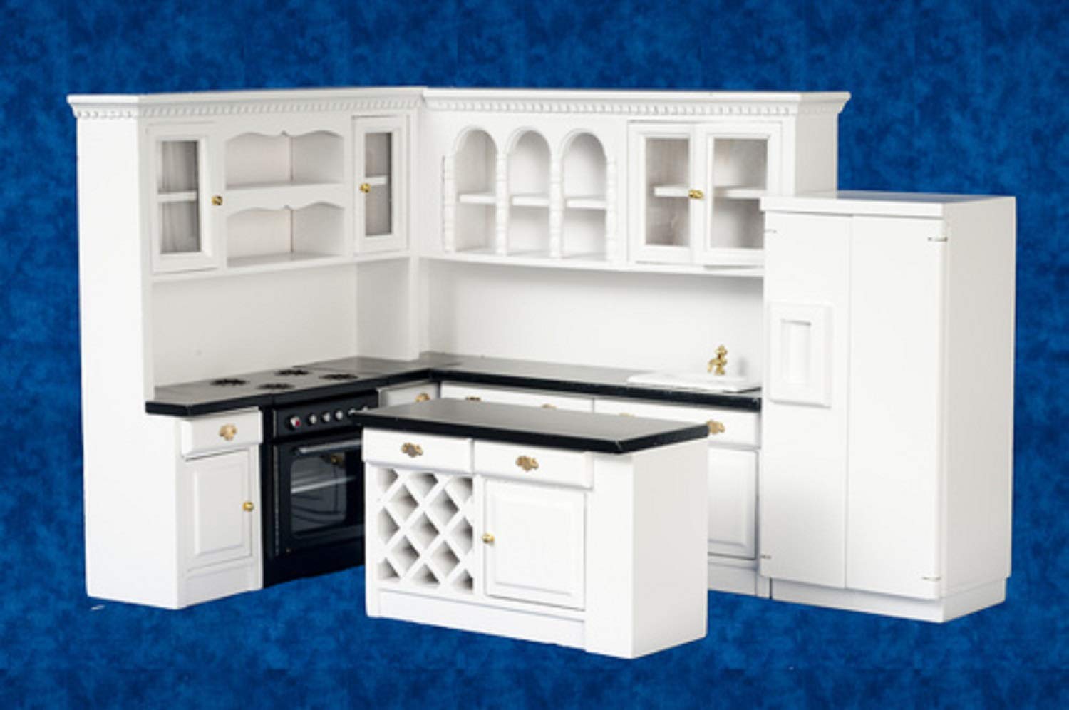 1:12 Scale Dollhouse Miniature Kitchen Furniture Set - 4 Piece White & Black for Realistic Dollhouse Decor | Perfect for Dollhouse Kitchens, DIY Projects & Collectors