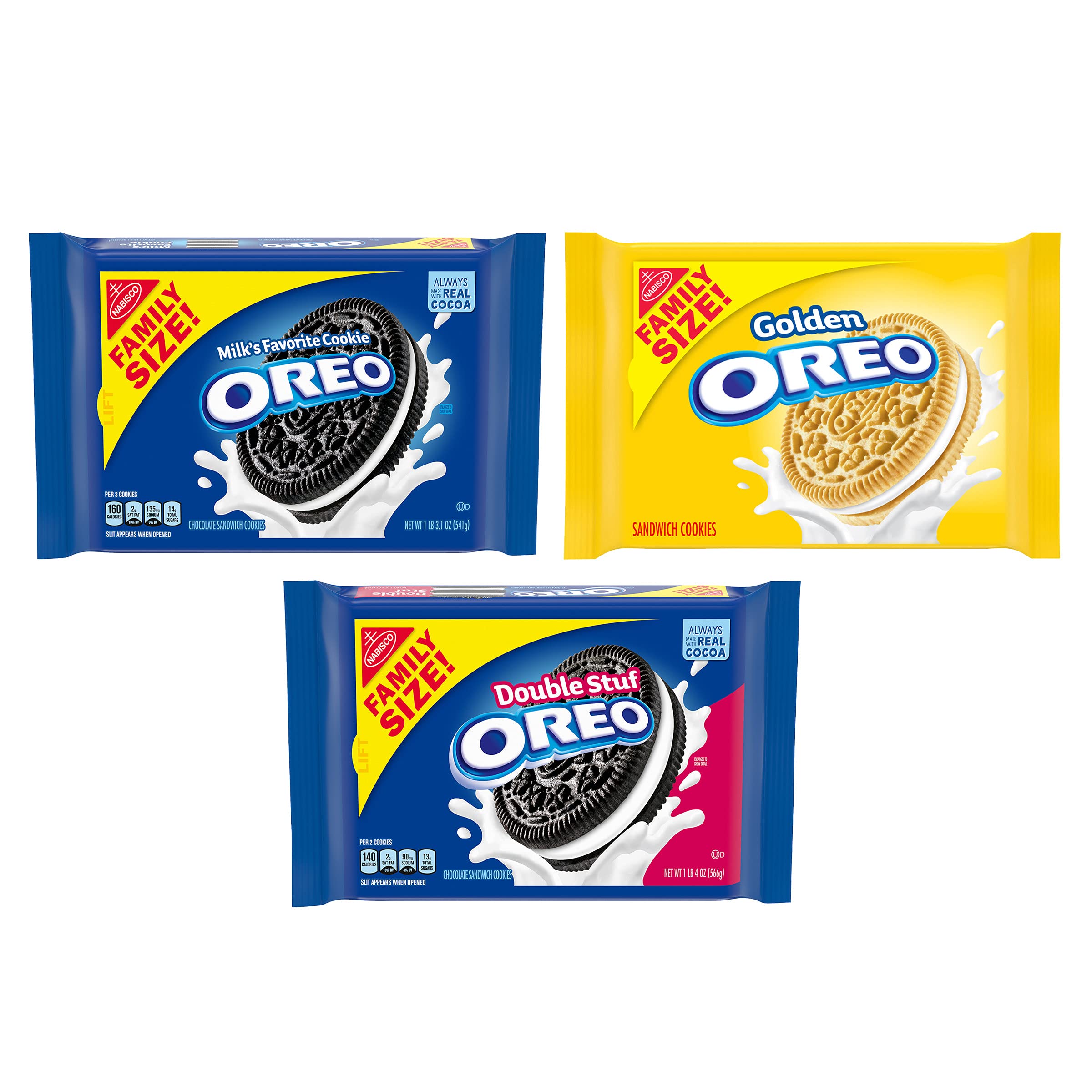 OREO Original, Double Stuf & Golden Sandwich Cookies Variety Pack - Family Size (3 Packs) | Bulk Snacks for Parties, School Lunches & Office Treats