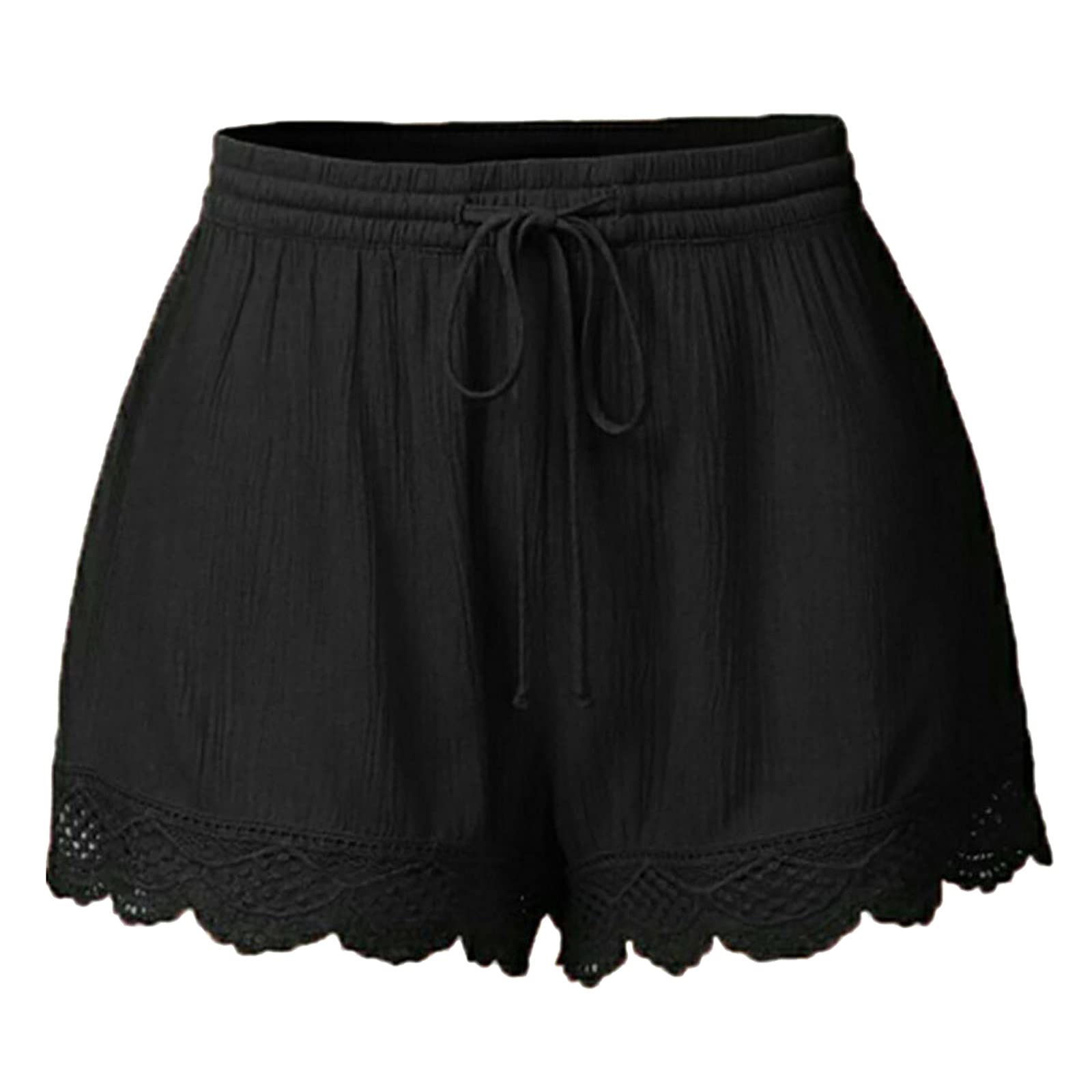 Yebobo Women's High Waisted Summer Shorts - Casual Elastic Beach Shorts with Drawstring & Lace Up Design, Plus Size Available - Perfect for Vacation, Poolside, Yoga & Outdoor Activities