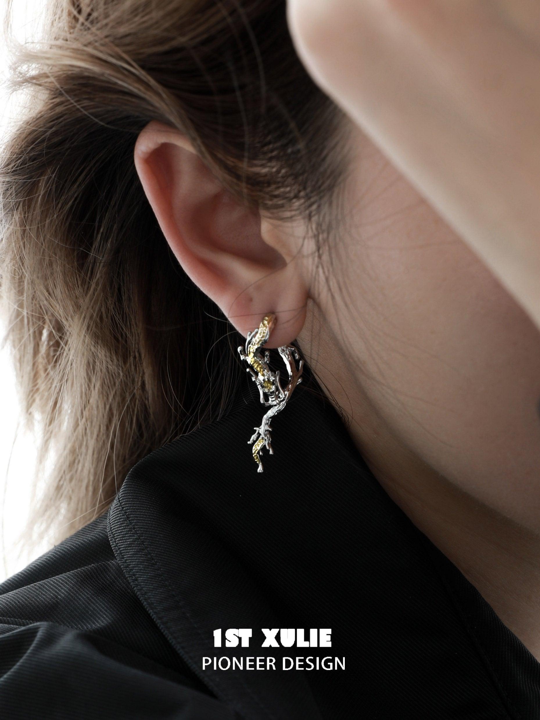 S925 Sterling Silver 24K Gold/18K Platinum Plated Dragon Dangle Stud Earrings for Women - Elegant Jewelry Gift for Birthday, Anniversary & Special Occasions