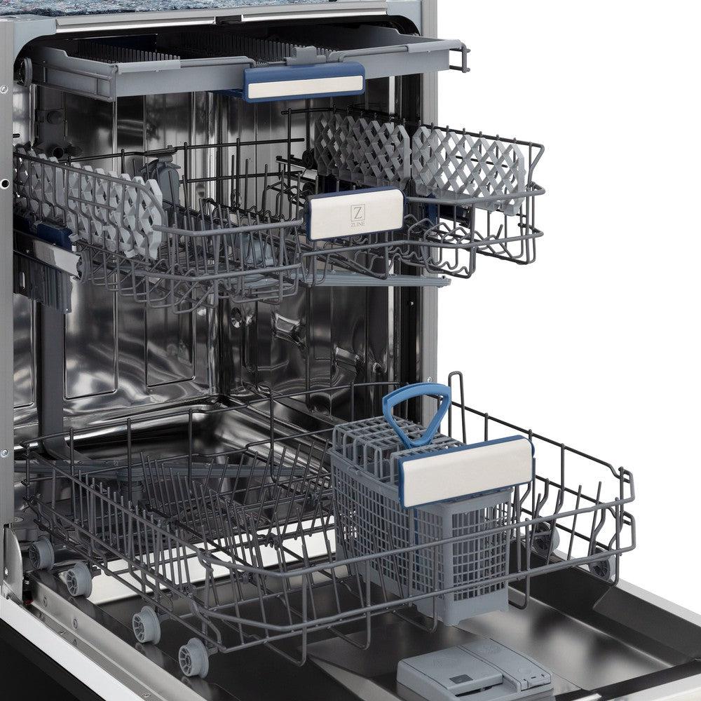 ZLINE Autograph Edition 18-Inch Compact Dishwasher with 3rd Rack - Black Stainless Steel & Champagne Bronze Handle, 51dBA (DWVZ BS 18 CB) | Space-Saving Solution for Small Kitchens, Apartments & RVs