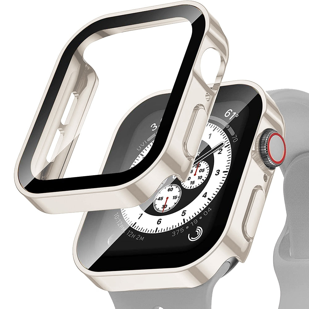 Premium Tempered Glass Case for Apple Watch Series 8/7/6/SE - Slim Protective Cover with Stylish Design for Everyday Wear & Workout Protection