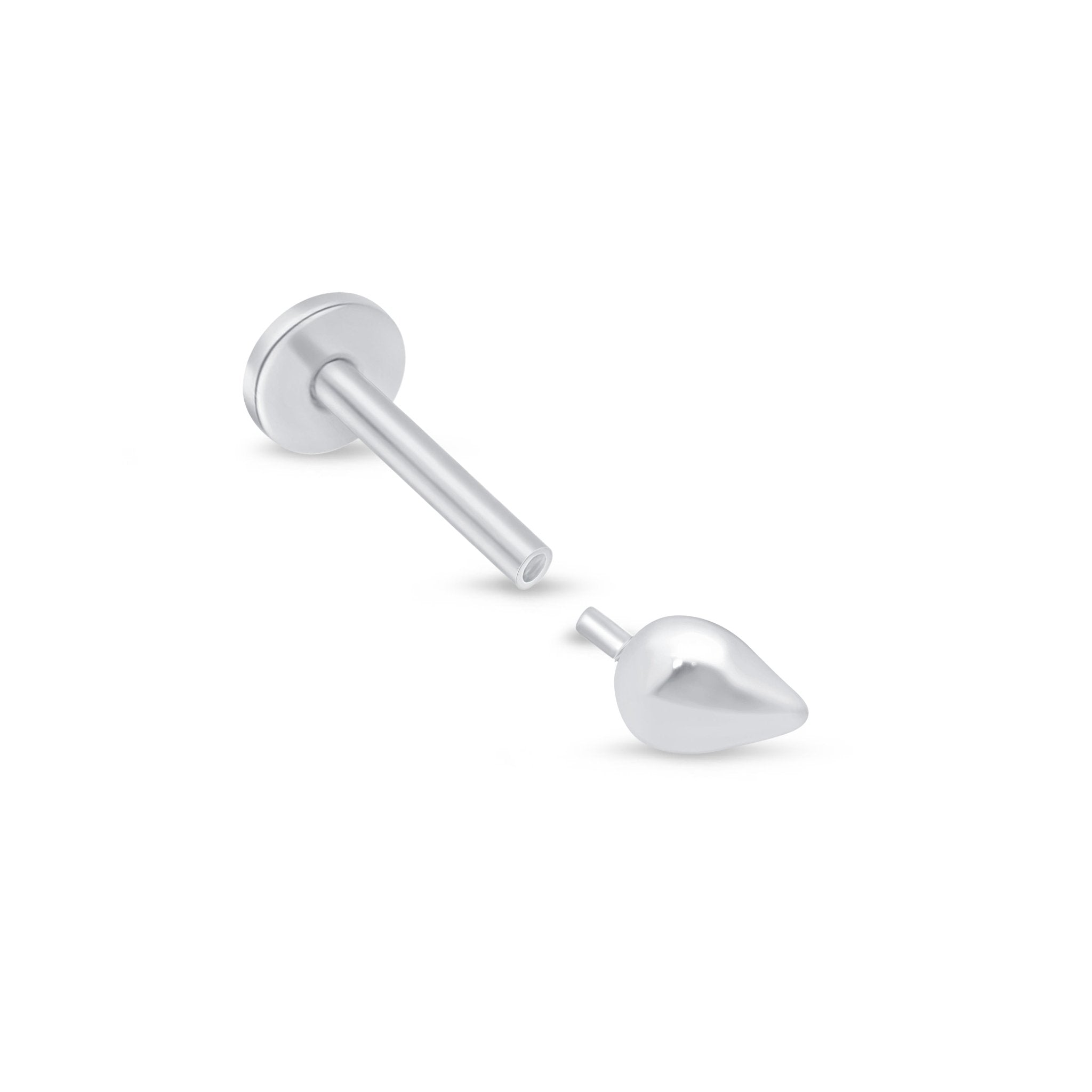 14K White Gold Teardrop Threaded Flat Back Stud Earrings - Perfect for Everyday Wear, Parties & Special Occasions