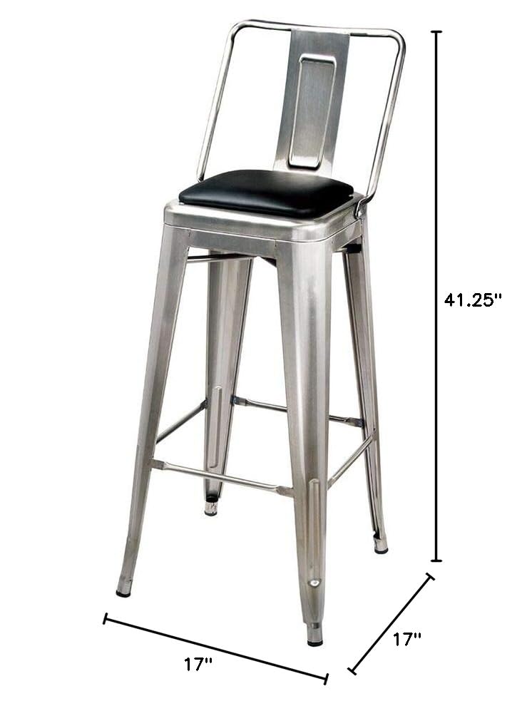 GIA 30-Inch Bar Height Metal Stool with Black Vegan Leather Seat - Gunmetal Finish - Modern Kitchen Island & Counter Height Stool for Home, Bar, Restaurant & Cafe Use